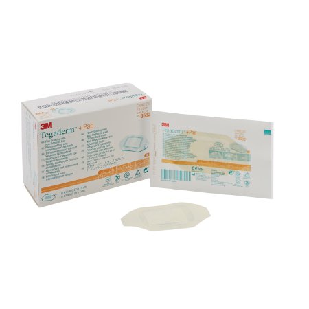 Dressing Transparent Film with Pad 3M™ Tegaderm™ Rectangle 2 X 2-3/4 Inch Frame Style Delivery Without Label Sterile (50/BX 4BX/CS) by Solventum Corporation  ID 3582